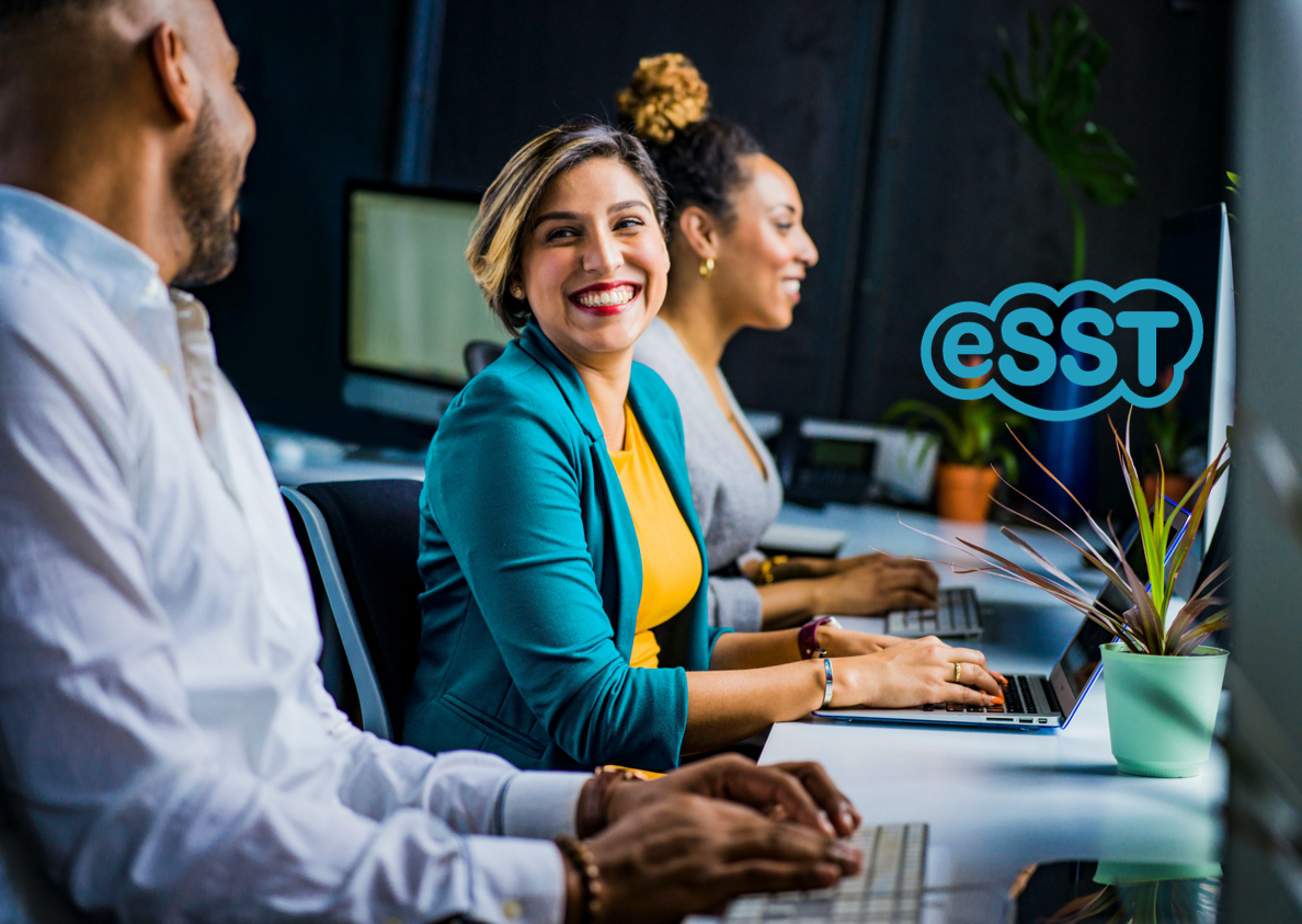 Woman smiling at colleague