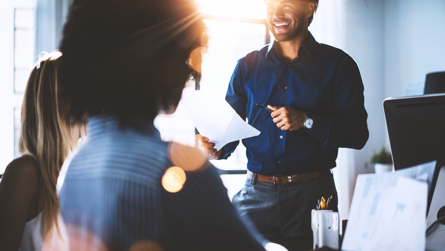 business people talking to each other