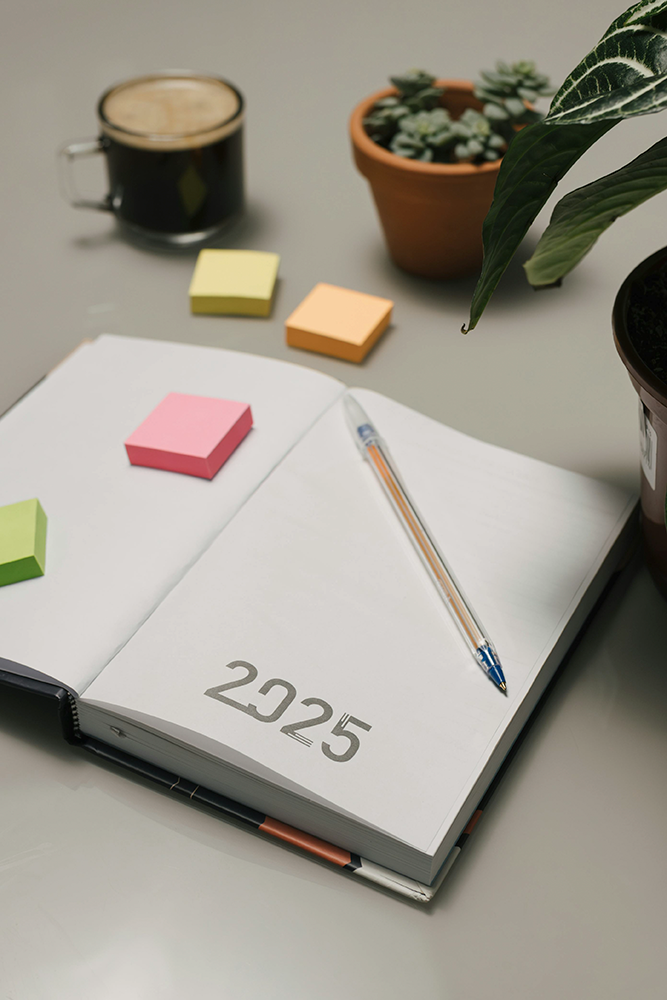 Calendar for 2023 standing on a table